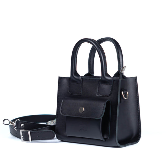 Чорна шкіряна міні-сумка-тоут для жінок - Pache Sigil