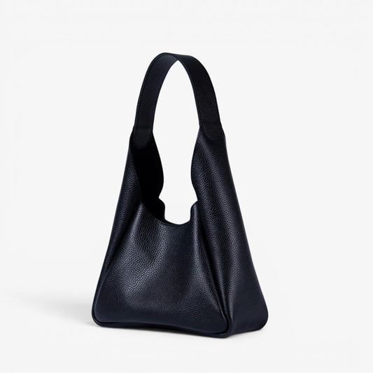 Black Leather Hobo Bag for Women - Pache Torba - Pache