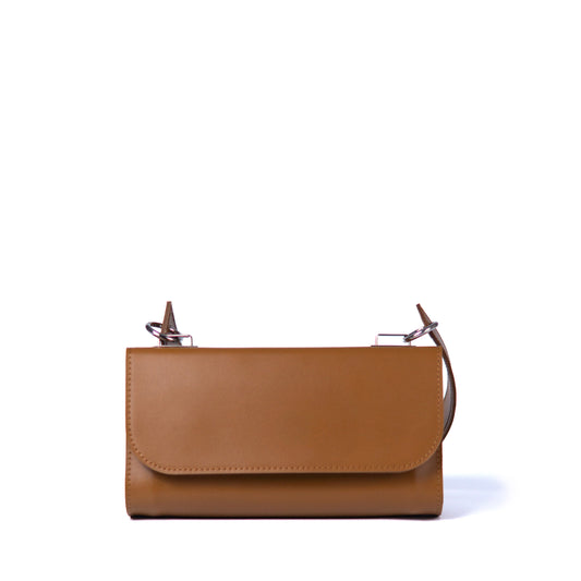 Brown Leather Baguette Bag for Women - Pache Tabala - Pache
