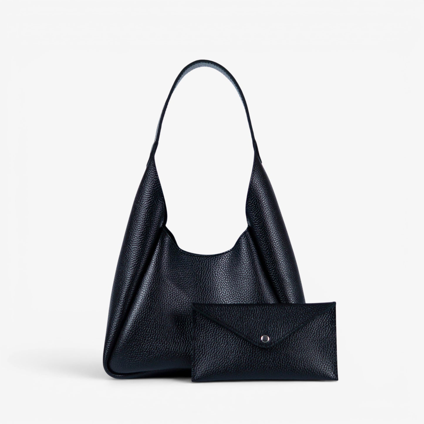 Blue Leather Hobo Bag for Women - Pache Torba - Pache