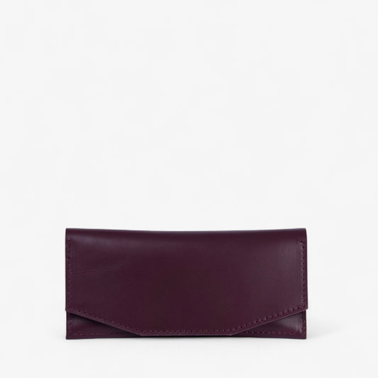Burgundy handmade leather wallet for women, slim minimalist design, Beyra by Pache