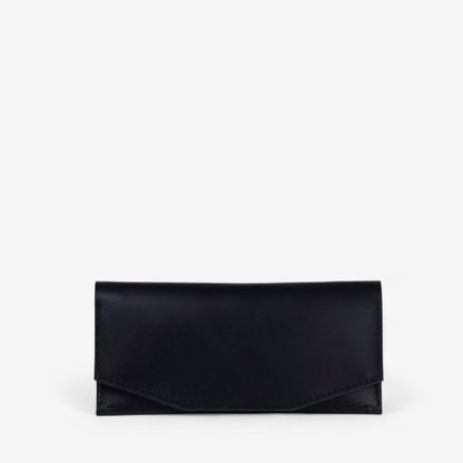 Black handmade leather wallet for women, slim minimalist design, Beyra by Pache