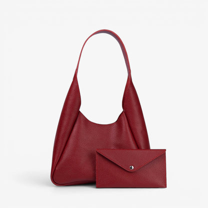 Pache Torba hobo bag in chocolate brown genuine leather with matching wallet, magnetic closure, versatile everyday style.